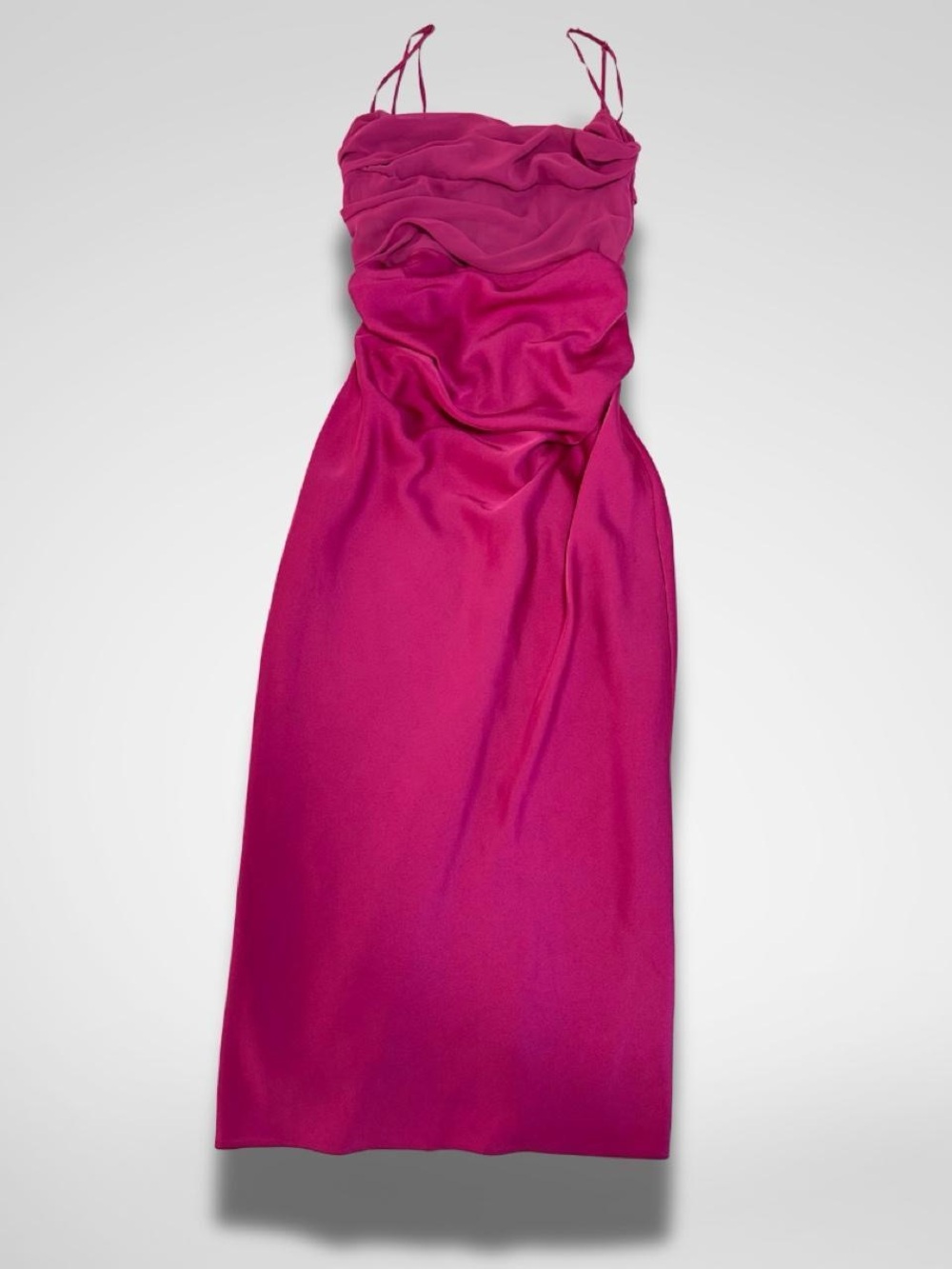 House of CB Satin Midi Dress in Fuschia Pink